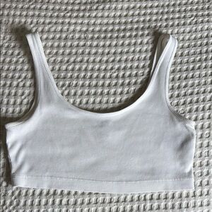 White Ribbed Crop Top